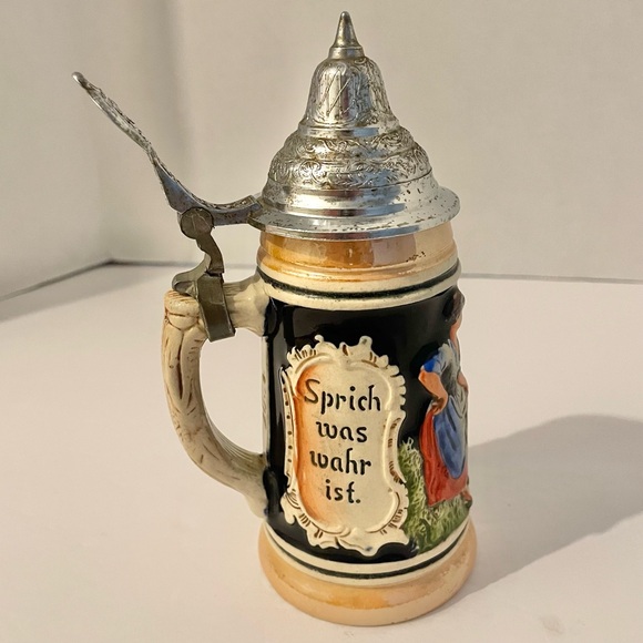 Vintage Mini DBGM Western Germany Lidded Beer Stein Collectible Barware - Picture 2 of 9